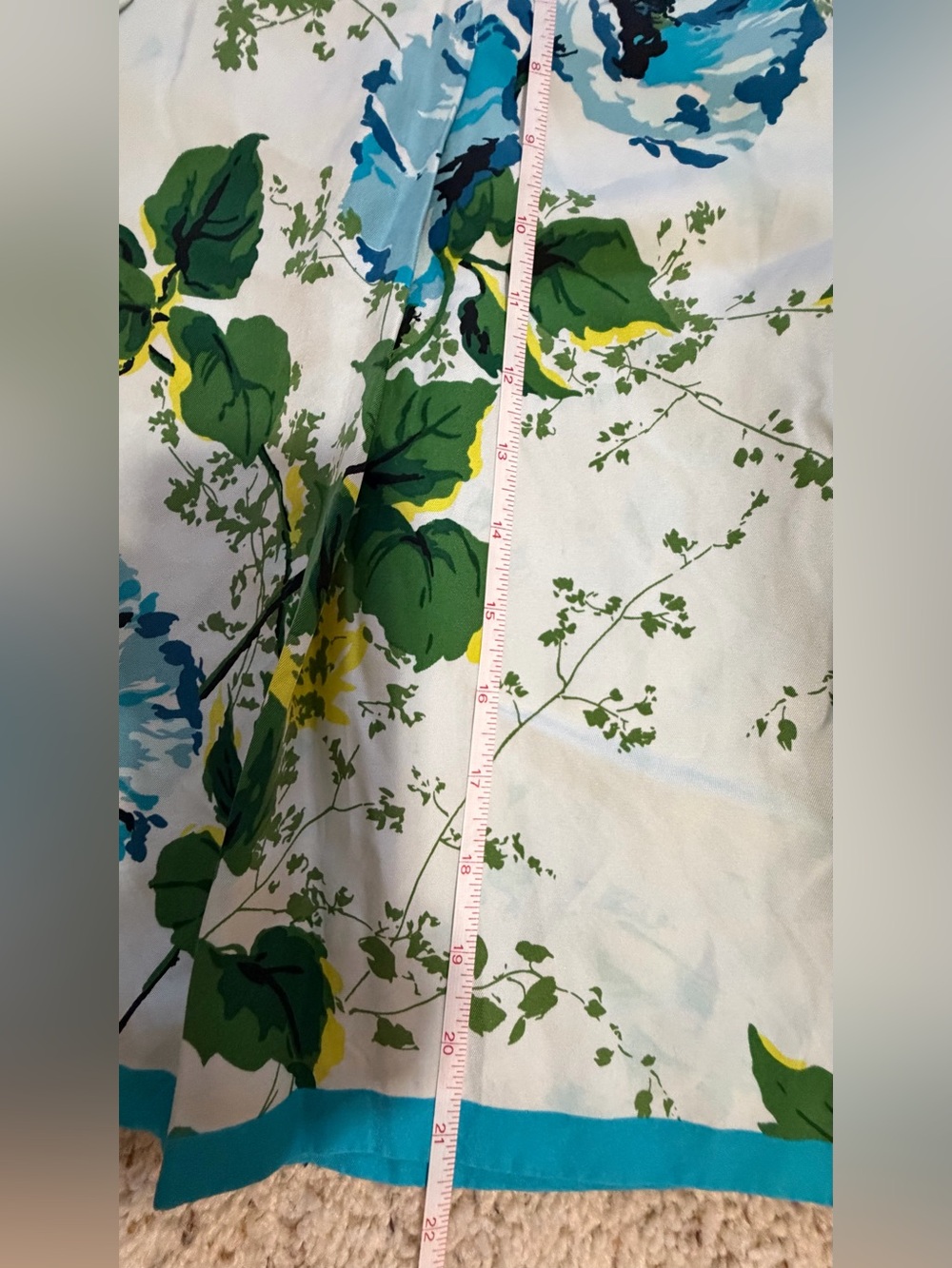 Banana Republic 100% Silk White Floral A-Line Skirt with Blue and Green Print - Picture 3 of 7